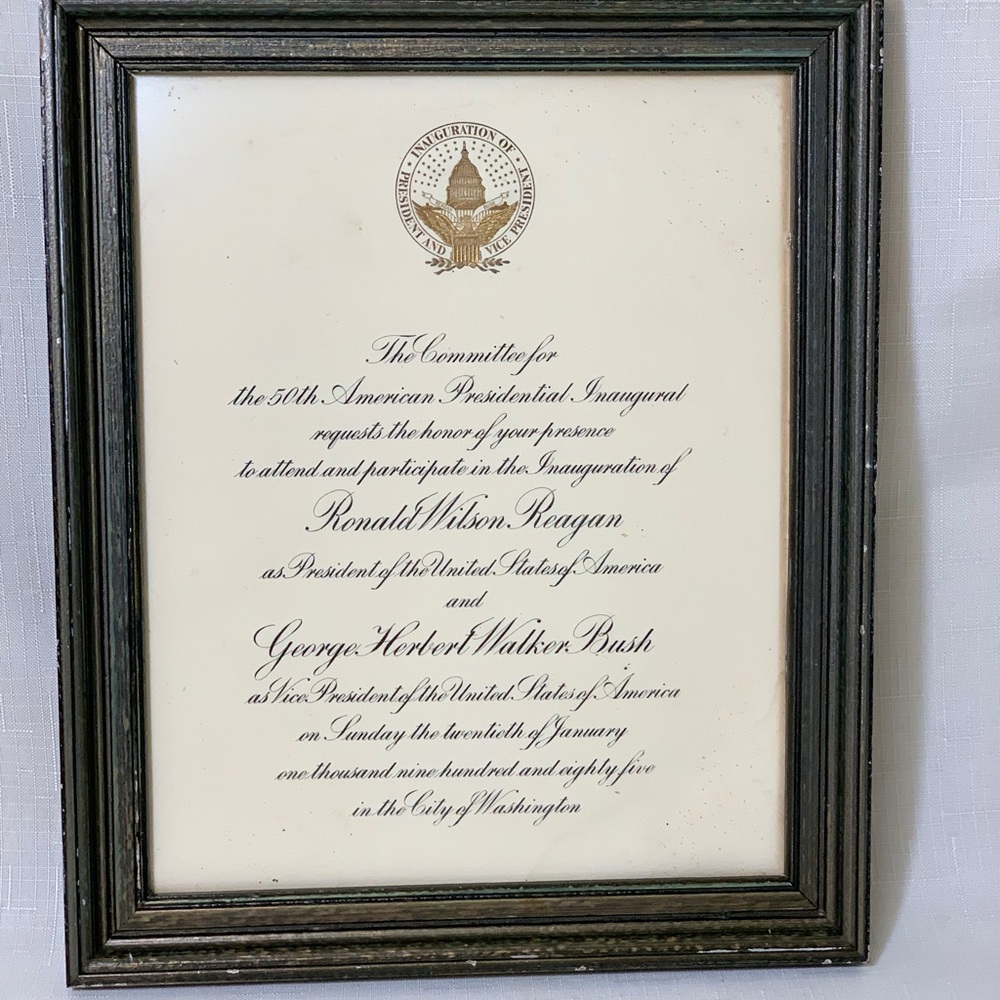 VINTAGE Ronald Reagan Inauguration Invitation 1981 Framed American US Ephemera